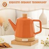 Ceramic Electric Kettle, 1000W/1.2L, Auto Shut-Off, Boil-Dry Protection (Red)