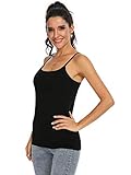 Orrpally Women Cotton Camisole Shelf Bra Cami Tank Tops Adjustable Spaghetti Strap Tank Top 3-Pack Black/White/Gray M