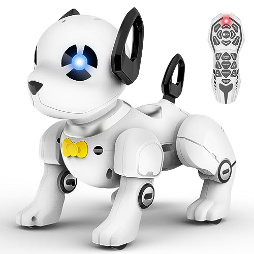 Remote Control Robot Dog Toy, RC Dog Programmable Smart Interactive Robotic Pets, RC Stunt Robot Toys Dog Imitates Animals Music Dancing Handstand Push-up Follow Functions for Boys Girls Toy White