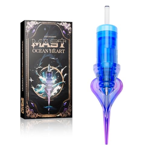 Mast Heart Tattoo Needles Cartridges 20Pcs Disposable 1001RL Round Liner Long Tips for Precision & Style