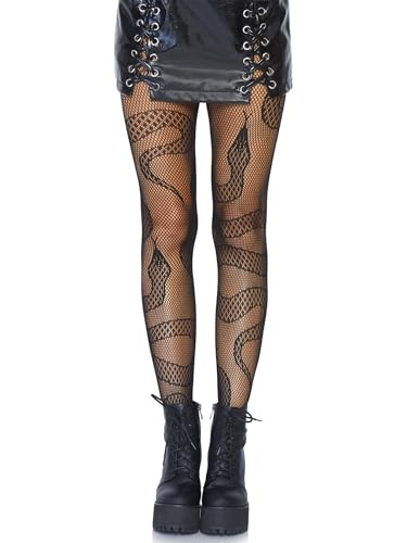 Leg Avenue womens Dark Alternative Animal Fishnet Tights Hosiery, Snake, One Size US