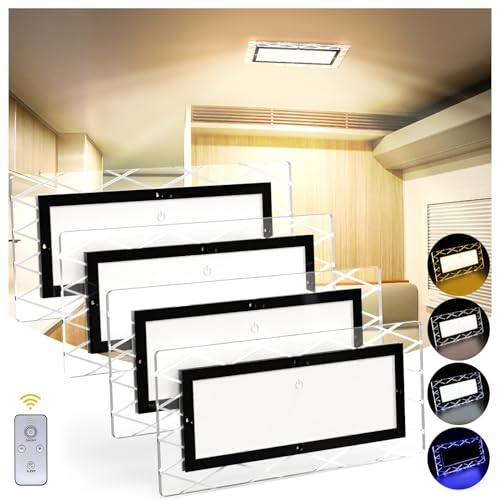 BlueFire 1800LM Bright LED RV Light Interior，DC12-30V Upgraded Brightness RV Ceiling Dome Lights, Dimmable Fixture with 4 Color Temperature for RV Camper Van Motorhome Boat Trailers (Large - 4 Pack)