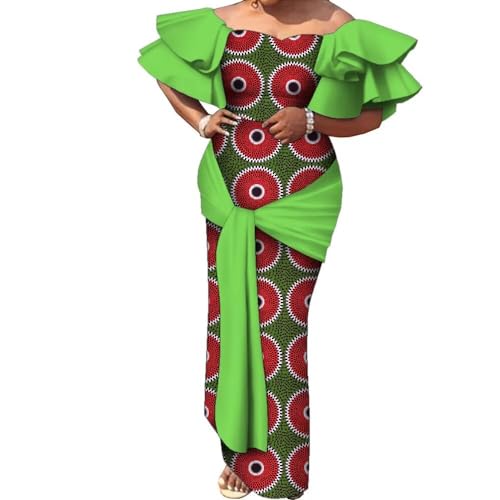African Tradtional Dresses for Women Flare Sleeve Dashiki Party Dress Ankara Elegant Lady African Clothes Evening Gown