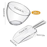 Hoolerry Serving Bowls Kit Include Clear Plastic Bowls for Parties and Popcorn Measuring Scoops Acrylic Plastic Kitchen Angled Candy Scoops for Office Canister Salad Cooking(12 Pcs,25 oz)