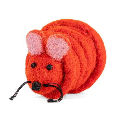 Catch a Mouse by The Tail Wool Cat Mouse Toy with a 6-Foot Tail for Indoor Cats Kittens. Cute Cat Toy Mouse Cat Toy. Rat Plush Toy, Fake Mouse, Mice. No Catnip. Pride (Rainbow Tail)