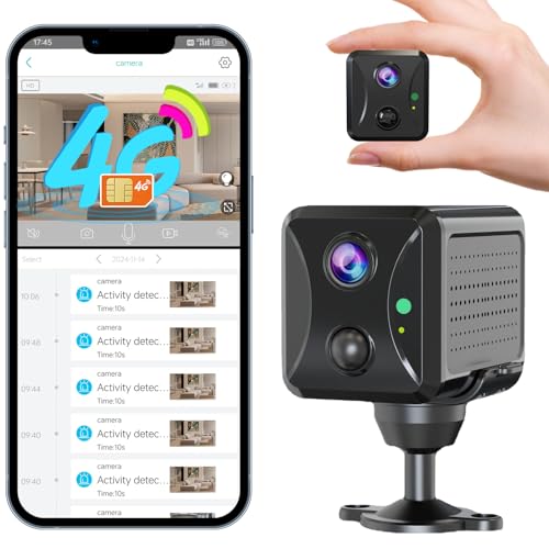 PEGATISAN 4G LTE Cellular Security Camera Wireless Outdoor, No WiFi Mini Portable Hidden Cameras for Home Security, Spy Camera PIR Motion Sensor Alert, Includes SIM Card, 2-Way Talk, Night Vision