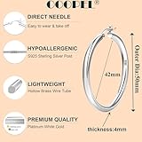 4mm Thick Silver Chunky Earrings Steling Post Hoops For Women Hollow Tube Hypoallergenic Lightweight Hoop Large 20/30/40/50/60MM