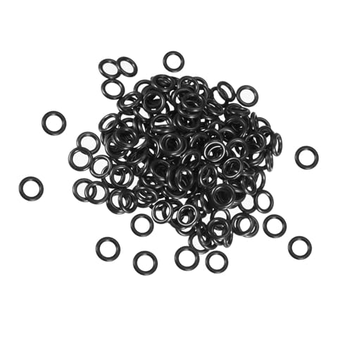 Boxonly Nitrile Rubber O-Rings 4mm OD 2mm ID 1mm Width Metric Sealing Washer Round O-Ring Gasket O Rings Seal Grommets, Black, Pack of 50