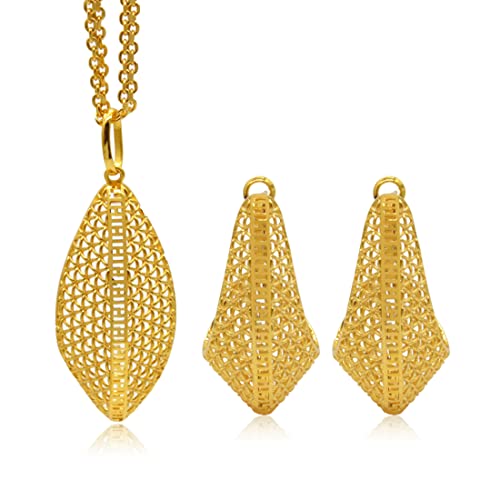 Jewelry Set for Women, Gold Costume Jewelry for Women Necklace Earrings Stylish African Nigeria Dubai Pakistani Jewelry Jewellery for women