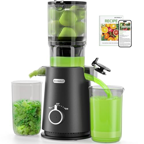 Juicer Machines, ECOSELF 4.35" Large Feed Chute for Family Needs, Professional Hands Free Cold Press Juicer For Whole Fruits & Vegetables, Self Feeding for Juice Extractor Machine, Easy to Clean