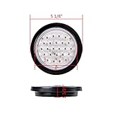 8PCs 4" Inch Round Clear Lens RED Lighting 24 LED Lamp Brake Stop Running Rear Parking Tail Lights w/Grommet Wiring Plug Compatible with Car Truck Trailer RV DC 12V