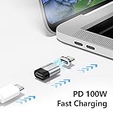 SHEEAST Magnetic USB C Adapter Straight Connector and Magnetic USB C Adapter Right Angle 24 Pin Adapter Male to Female 100W PD Fast Charge 20Gbs Data Transfer USB3.1