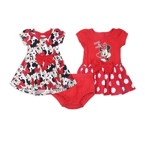 Disney Baby-Girls Minnie Mouse Rock The Dots Dresses, Red, 18 Months (Pack of 2)