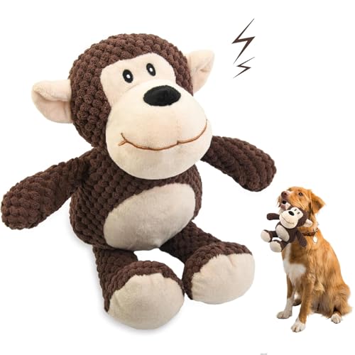 Shineyidoor Dog Squeaky Stuffed Plush Chew Toys,Cute Monkey Pet Toy for Small Medium Large Dogs Comfort Toys for Anxiety Relief