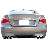 Rear Bumper Compatible With 2004-2009 BMW E60 E61 5-Series, M5 Style Black PP Cover Guard Protection Conversion by IKON MOTORSPORTS, 2005 2006 2007 2008