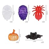 Halloween Reusable Ice Cubes for Drinks, 60 Pack Shaped Plastic Ice Cubes for Decor, Refreezable Ice Cubes Non-melting for Halloween Party, Bar, Home Celebration BPA Free (Pumpkin)