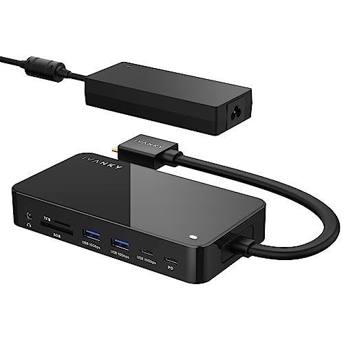 iVANKY FusionDock 1+ MacBook Pro Docking Station with 180W Power Adapter, 12-in-1 Dual 4K@60Hz USB C Dock for MacBook Pro/Air Thunderbolt 3/4 Dock HDMI 2.0, 96W PD, 6 USB, 2.5Gbps Ethernet SD/TF Audio