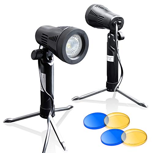 LimoStudio 2 Sets Photography Continuous 5500K LED Portable Light Lamp for Table Top Studio with Color Filters, Photography Photo Studio, AGG1501