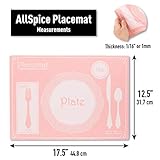 AllSpice 18" x 13" Kids Table Setting Placemats 2-Pack Montessori Style, Silicone (Tea Party)