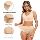 Molasus Women's Soft Cotton Underwear Briefs High Waisted Postpartum Panties Ladies Full Coverage Plus Size Underpants Nude,Medium