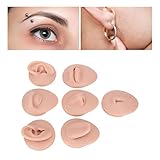 Body Piercing Model 6Pcs Simulation Silicone Body Part Piercing Practice Kit, Ear Eye Nose Mouth Tongue and Belly Button Model for Novice Piercer, Soft Model Body Part Displays Set