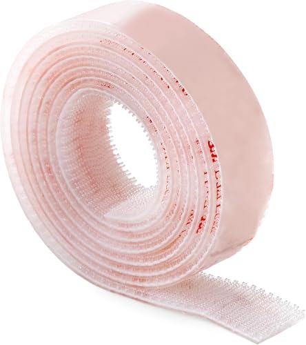 Industrial Strength 1" x 5ft Clear Scotch Self Mating Reclosable Fasteners, Stick-On Adhesive, No Tools Needed, Home Decor, Classroom, Office, Cars, Indoor-Outdoor Waterproof Compatible with SJ3560