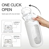 chunmo 64oz Glass Water Bolttles with Straw Half Gallon Large Motivational Water Bottle with Time Marker Sports Water Bottles with Silicone Sleeve and Handle Lid Water Jug for Gym Workout