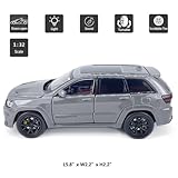 Grand Cherokee Trackhawk Toy Car Diecast Model Car 1/32 Scale SUV Vehicle Metal Zinc Alloy Casting, Light Sound, 4 Doors Open, Boys Toys Kids Birthday Gifts Mens Collection, Grey