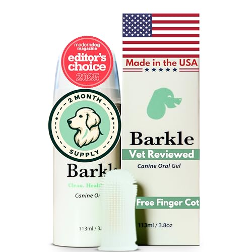 Barkle Vet Approved Dog Teeth Cleaning Toothpaste & Tooth Brushing Kit | Eliminate Plaque, Tartar & Bad Breath | Mint Dog Breath Freshener Gel | Puppy & Small Breed Safe | Free Finger Brush (60 Days)