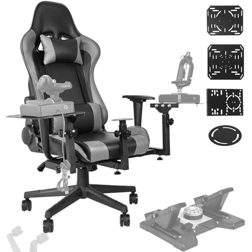 Anman Multifunctional Flight Racing Simulator Cockpit Joystick/Hotas Mount with Chair Fit for Thrustmaster A10C Hotas Warthog Logitech X56 X52 Race car seat Adjustable Racing Steering Wheel Mount