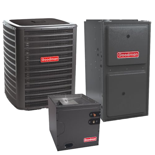 Goodman 3 Ton 14.4 SEER2 R32 Downflow Air Conditioner System with 96% AFUE 80 000 BTU Furnace GLXS4BA3610 CAPTA3626C3 GDVT960804CN