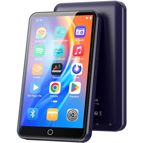 Fanvace 80GB MP3 Player with Bluetooth and WiFi, Android MP3 & MP4 Players with 4" Touchscreen and Speaker, Spotify Music Player with FM Radio, Audible, Amazon Music, Play Store (Purple)