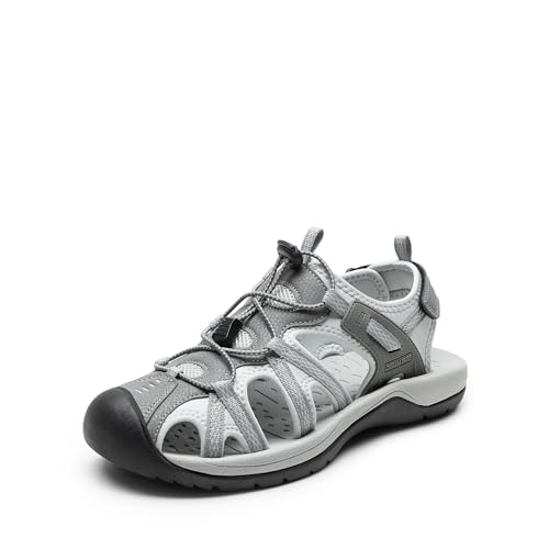 DREAM PAIRS Men's Sandals Hiking Water Sport Athletic Beach Outdoor Comfortable Casual Closed Toe Summer Sandal Shoes,Size 8.5,Light Grey,DMUMST2505