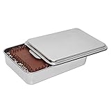 Lindy's Stainless Steel 9 X 13 Inches Covered Cake Pan with Stainless Steel Lid, Deep Pan for Baking Cakes, Breads, Casseroles, Fish, Vegetables and More