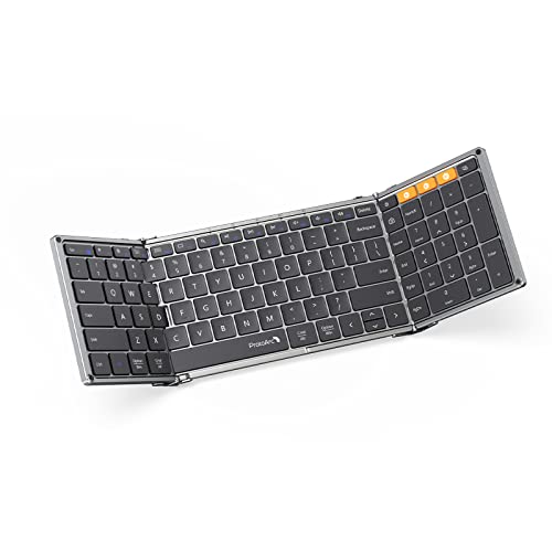 ProtoArc Foldable Bluetooth Keyboard, XK01 Folding Wireless Portable Keyboard with Numeric Keypad, Full-Size Travel Keyboard for iPad Tablet Smartphone Laptop PC Windows iOS Android, Space Gray