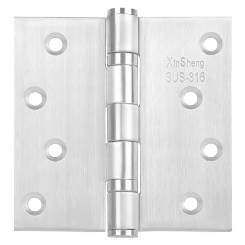 XinSheng 3 Pack Full 316 Stainless Steel Door Hinges 4x4 Inch Heavy Duty Marine-Grade Rust Proof Ball-Bearing Hinges for Interior & Exterior Outswing Doors, Gates, High-Salt Environments
