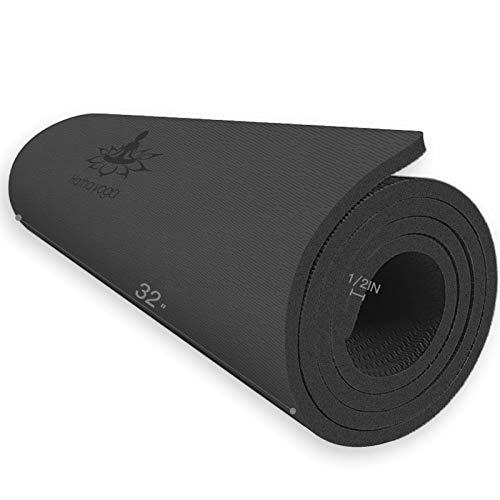 Hatha Yoga Extra Thick TPE Yoga Mat - 72"x 32" Thickness 1/2 Inch -Eco Friendly SGS Certified - With High Density Anti-Tear Exercise Mats For Home Gym Travel & Floor Outside (Black)…