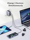 UGREEN 65W USB C Charger, Nexode 3 Port Travel Charger GaN Fast International Charger with US UK EU Plug, USB C Power Adapter for MacBook Pro/Air, Dell XPS, iPhone 16/15, iPad, Galaxy S24, Steam Deck