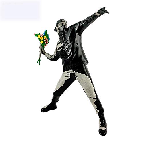 LILOVE Modern Art Luxurious Banksy Flower Bomber Statue Concrete Version Limited Edition Street Art Throwing Flower Sculpture