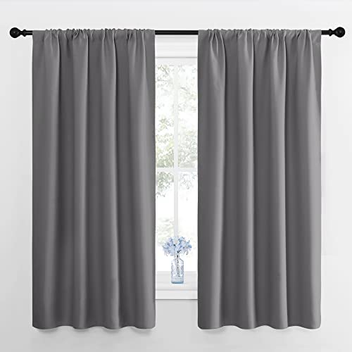 NICETOWN Blackout Curtains Panels for Bedroom - Thermal Insulated Rod Pocket Window Blackout Drapes/Draperies for Living Room (2 Panels, W42 x L63 inches, Grey)