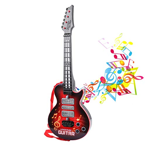 M SANMERSEN Kids Guitar 4 Strings Electric Guitar for Kids Toddler Guitar with Strap Light Up Musical Toys for 3 4 5 Year Old Boys Girls Gifts