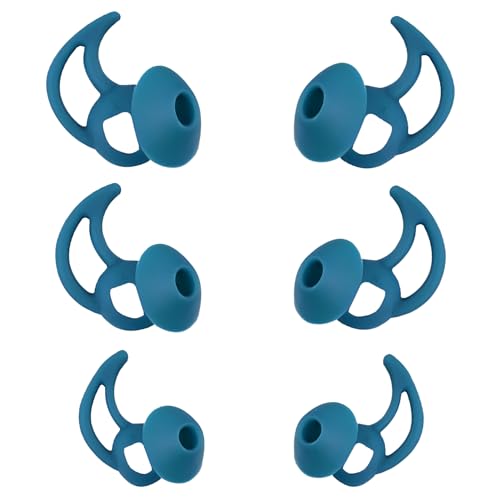 WKYMY Ear Bud Pads Replacement Ear Tips Silicone Earbud Tips Compatible with Bose Quietcomfort and Sport Headphone Rubber Tips Earbud Covers Eartips 3 Pairs S M L Blue