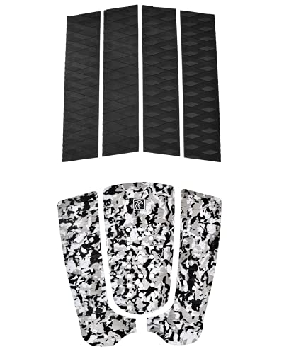 Shaka Pro EVA Surfboard Traction Pads (Front and Back) - 7 Adjustable Pieces with 3M Adhesive - Max Diamond Grip with Kicker and Arch Bar - Fits All Board Sizes
