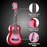 ADM Beginner Acoustic Classical Guitar 30 Inch Nylon Strings Wooden Guitar Bundle Kit for Kid Boy Girl Student Youth Guitarra Online Lessons with Gig Bag, Strap, Tuner, Extra Strings, Picks,Pink 1