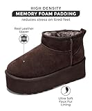 Project Cloud 100% Genuine Suede Leather Ankle Boots for Women - Fur Boots Memory Foam Womens Boots - Anti-Slip Mini Platform Boots, Lightweight Winter Boots for Women Snow Boots (Huggy, Brown, 7.5)