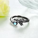 Dragon Ring 925 Sterling Silver Moonstone Black Dragon Rings Chinese Dragon Jewelry Gifts for Women Men