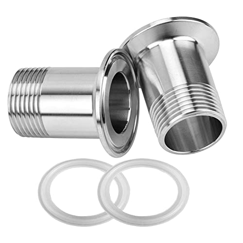 Fitvell Stainless Steel Sanitary Pipe Fitting 1" NPT Male Thread to 1.5" Tri Clamp 50.5mm Ferrule OD Sanitary Home Brew Adapter Connector (pack of 2)