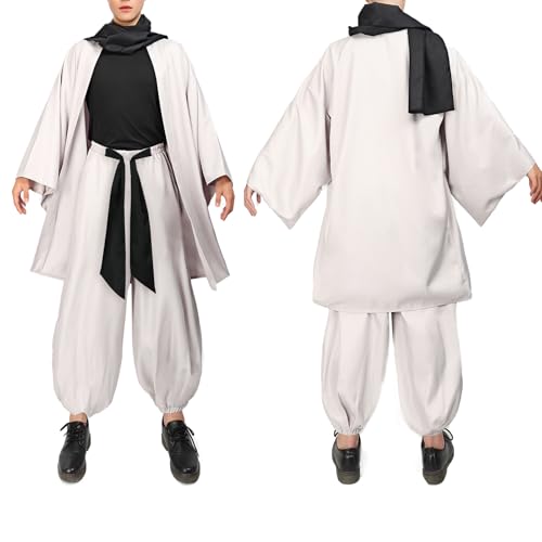 DAZCOS Men's Cosplay Costume Set US Size Haori with Scarf Stretchy Clothing Pants Outfit (Medium)