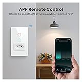 PUPAYA Tuya WiFi Switch 16/20A Socket with Brazilian Standard 4X2 Glass Panel 1/2 Button Smart Light Switch Compatible with Alexa Google Home (Color : 20A White 1)