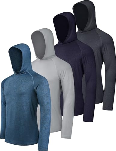 OYGSieg Men's Dry Fit Long Sleeve Active Moisture Wicking Hoodie Pullover Sweatshirt SetB XL